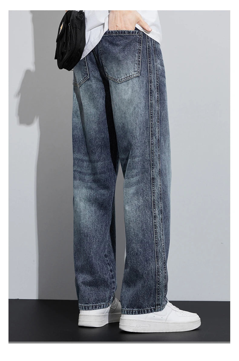 Wide Leg Trendy Denim Jeans Street Wear Summer Autumn High Quality Casual Long All Matching Pants Male Thin Men's Loose