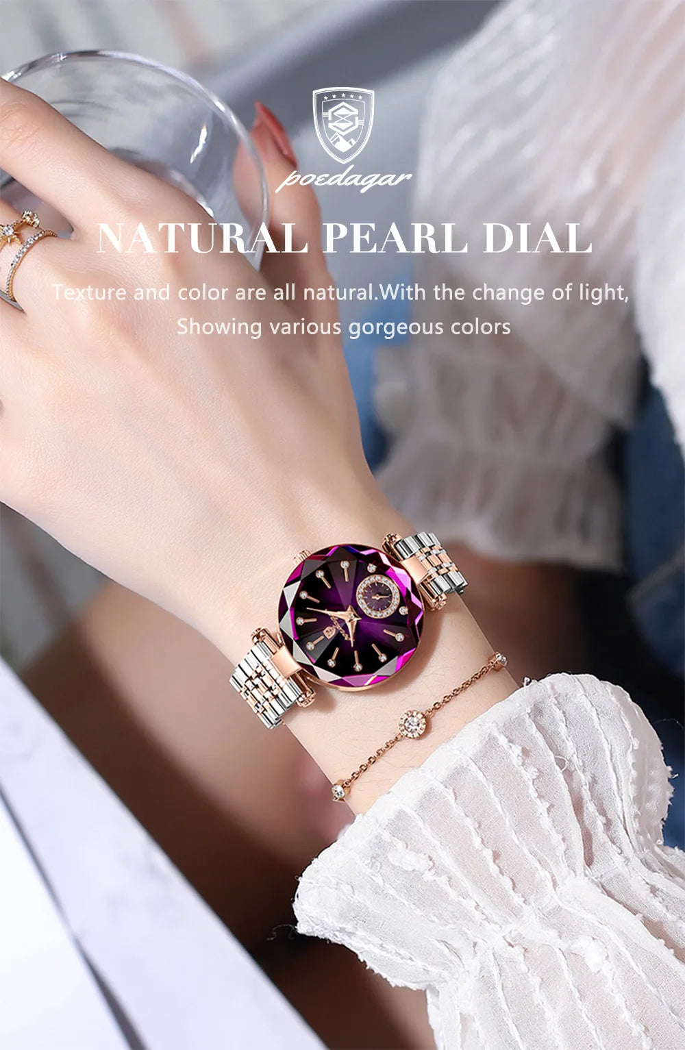 POEDAGAR Luxury Woman Wristwatch Elegant Waterproof Stainless Steel Watch for Ladies Dress Diamond Quartz Women's Watches Reloj