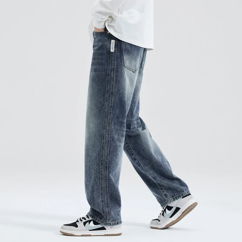 Wide Leg Trendy Denim Jeans Street Wear Summer Autumn High Quality Casual Long All Matching Pants Male Thin Men's Loose