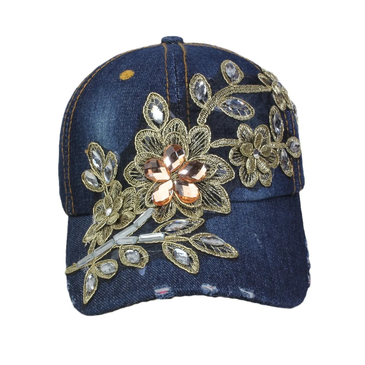 Women's Baseball Cap Diamond Painting Embroidery Flower Denim Snapback Hats Jeans Woman Female Cap Cowboy Summer Sun Hat