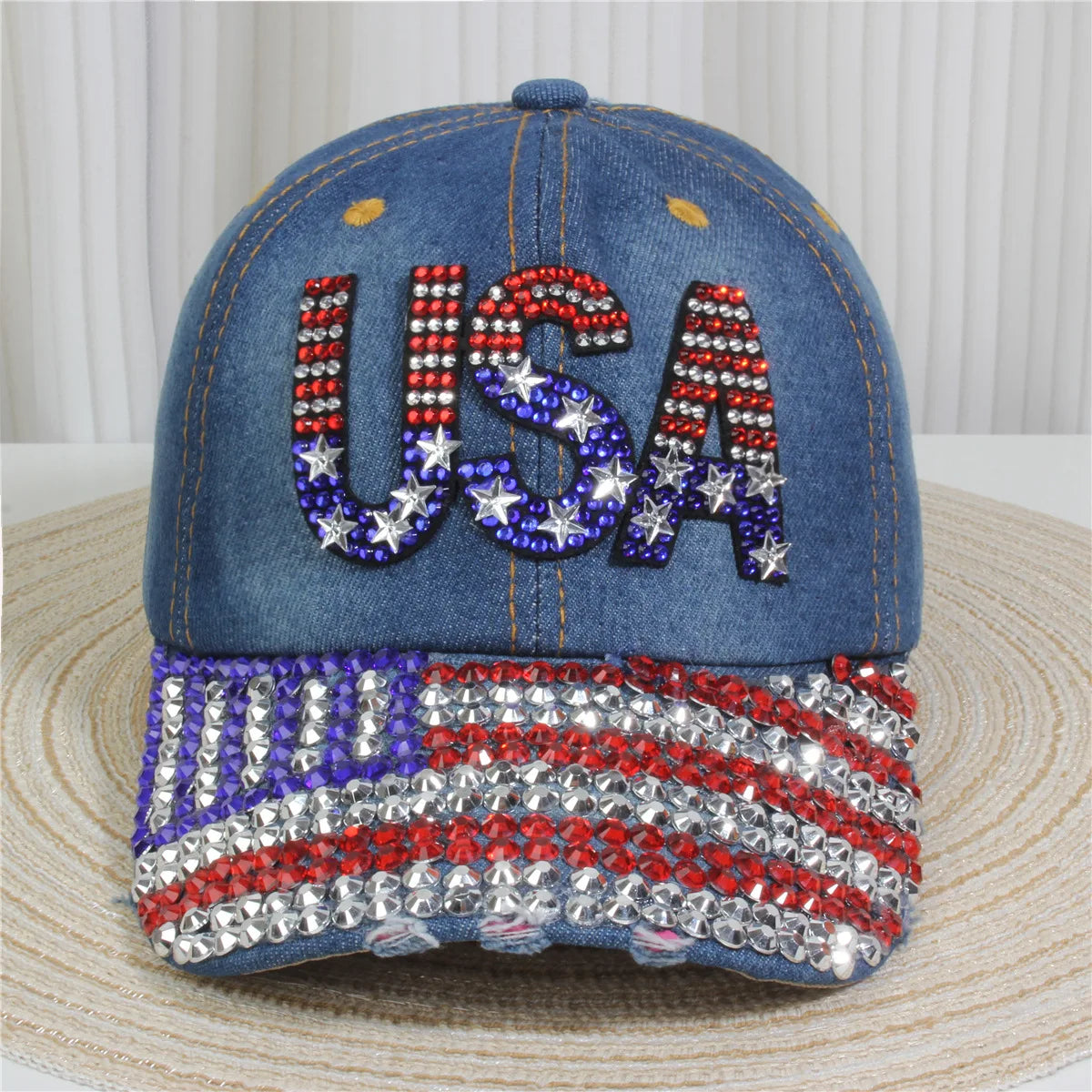 Women's Baseball Cap Diamond Painting Embroidery Flower Denim Snapback Hats Jeans Woman Female Cap Cowboy Summer Sun Hat