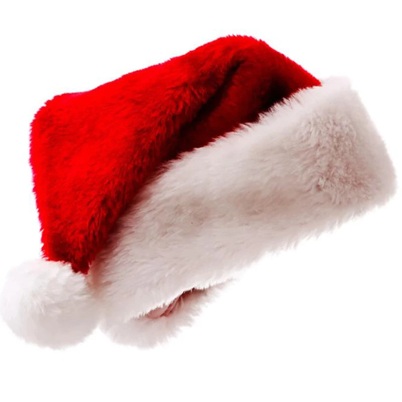 Christmas Plush Santa Claus Hat Winter Thicken Warm Decorative Hat Happy New Year Merry Christmas Party Cap Black Red