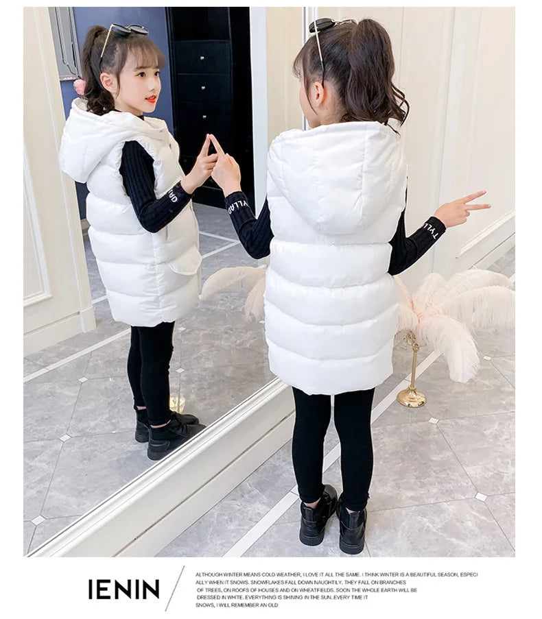 Child Waistcoat Children Outerwear Winter Coat Vest for Kids Clothes Fashion Warm Cotton Teen baby Girl Vest Jacket Parent-Child