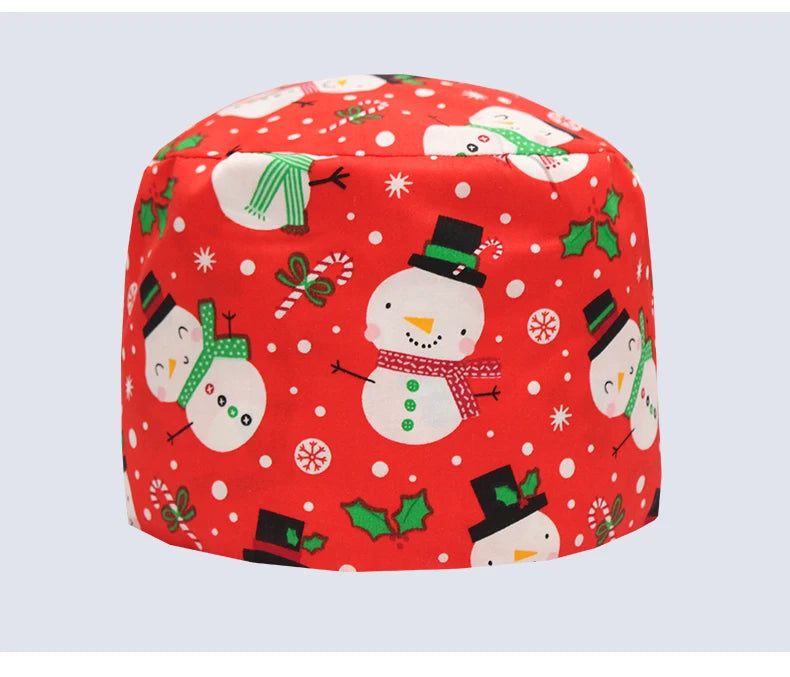 Santa Claus Print Surgical Caps Christmas Scrub Hats Dental Hospital Nurse Headwear Durable Medical Caps Soft Cotton K1093