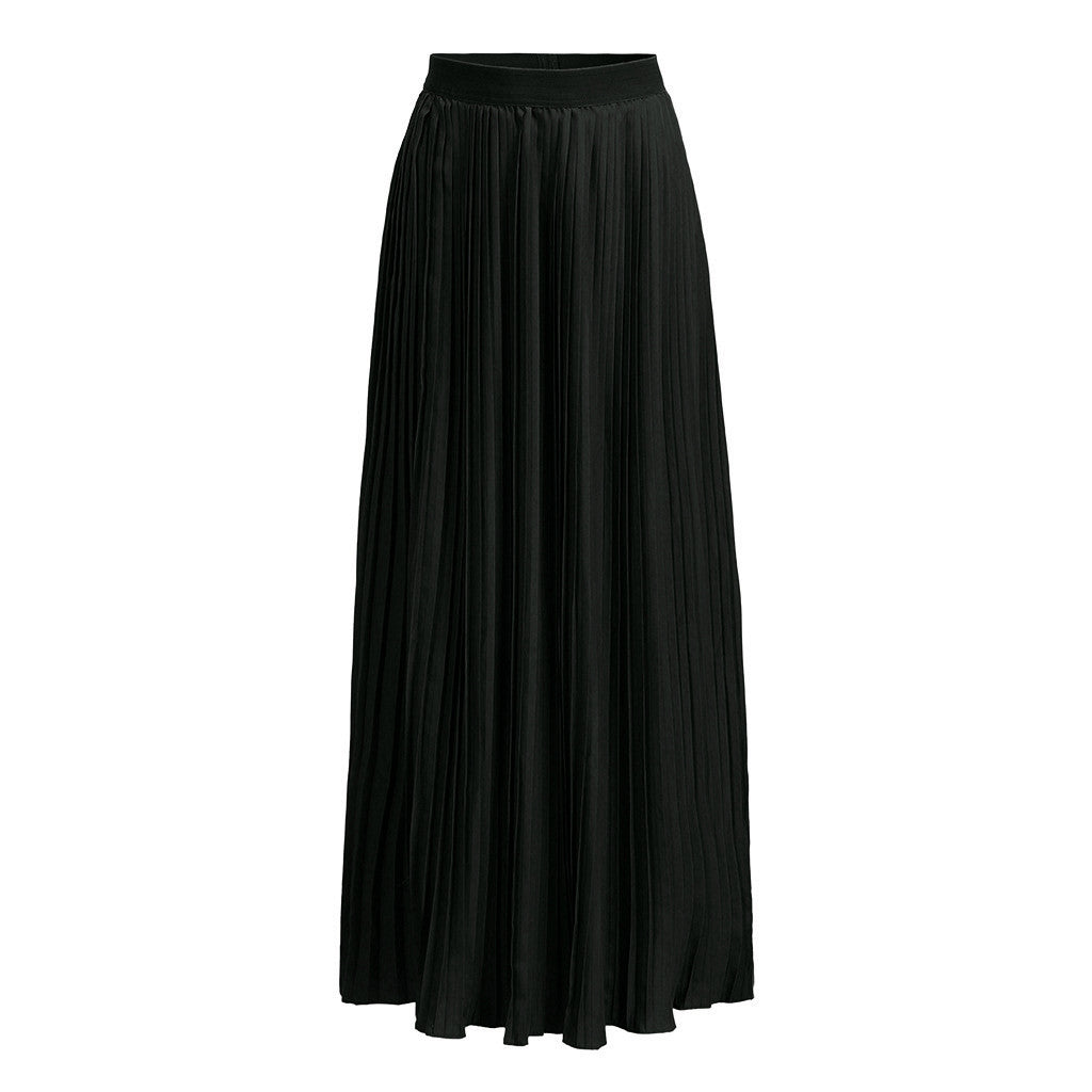 2022 Fashion Womens A-line Pleated Red Skirts Summer Jupe Longue Elastic Vintage Elegant Chic Loose Long Skirt Dropshipping