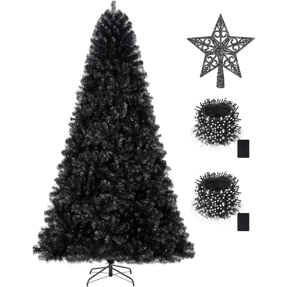 6ft Artificial Black Christmas Tree Outdoor Black Christmas Tree Halloween Tree Decorations with 1005 Tips Led String Lights