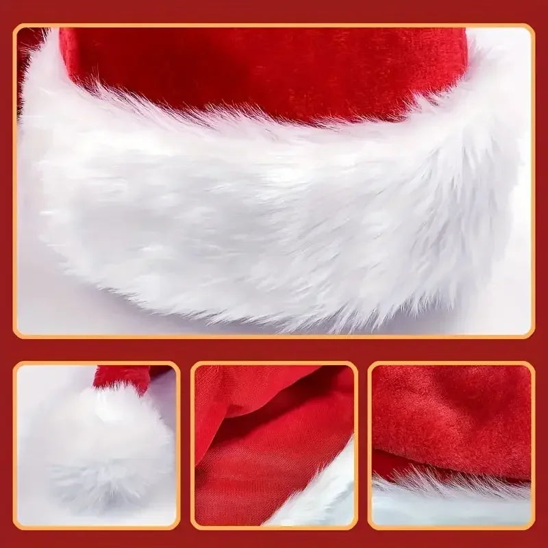 Merry Christmas Hats Thickened Long Plush Santa Claus Red Xmas Hats For Adult Kids Christmas New Year Party Decorations Gifts