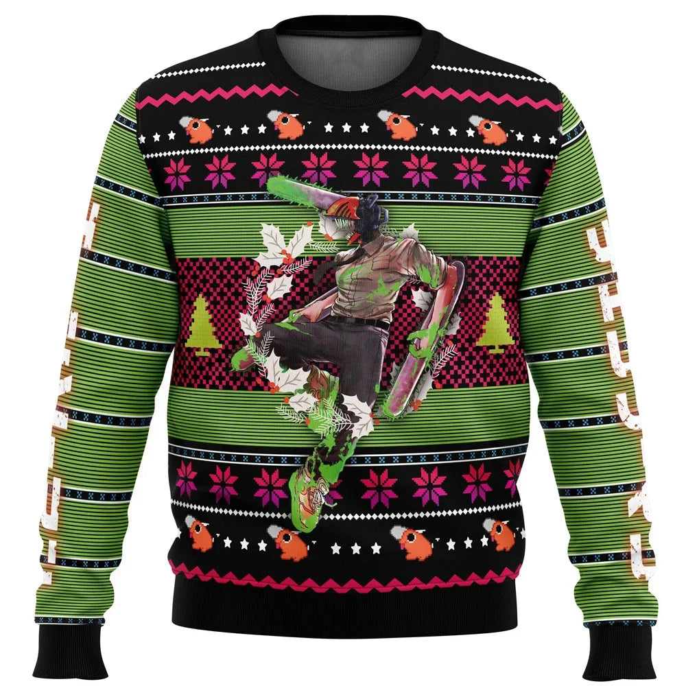 Autumn/Winter Clothing Christmas Dream Chainsaw Man Ugly Christmas Sweater Gift Santa Claus Pullover Men 3D Sweatshirt And Tops