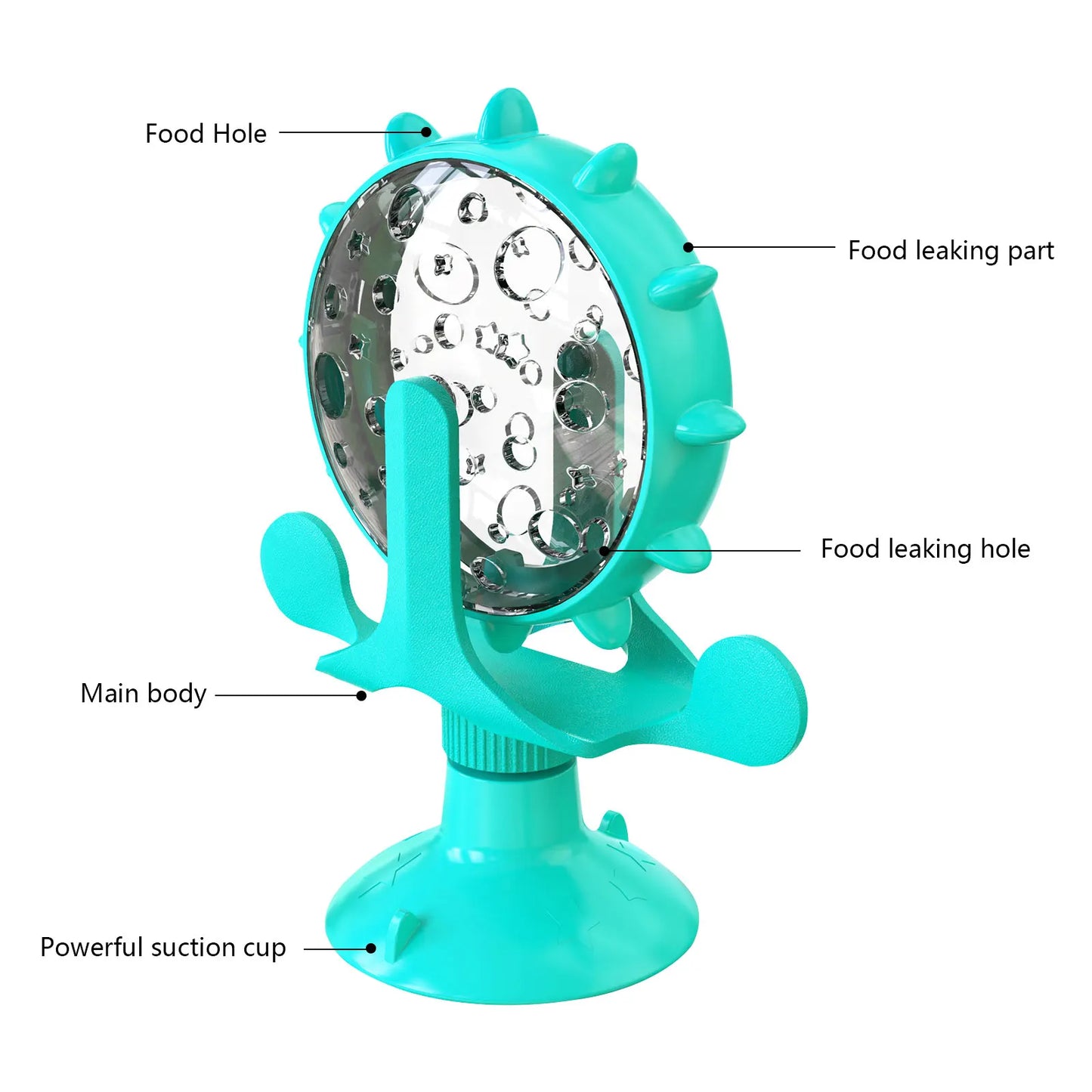 360° Rotating Pet Food Dispenser Interactive Pet Toy Pet Slow Feed Toy No Power Pet Enrichment Toy Strong Suction Cup