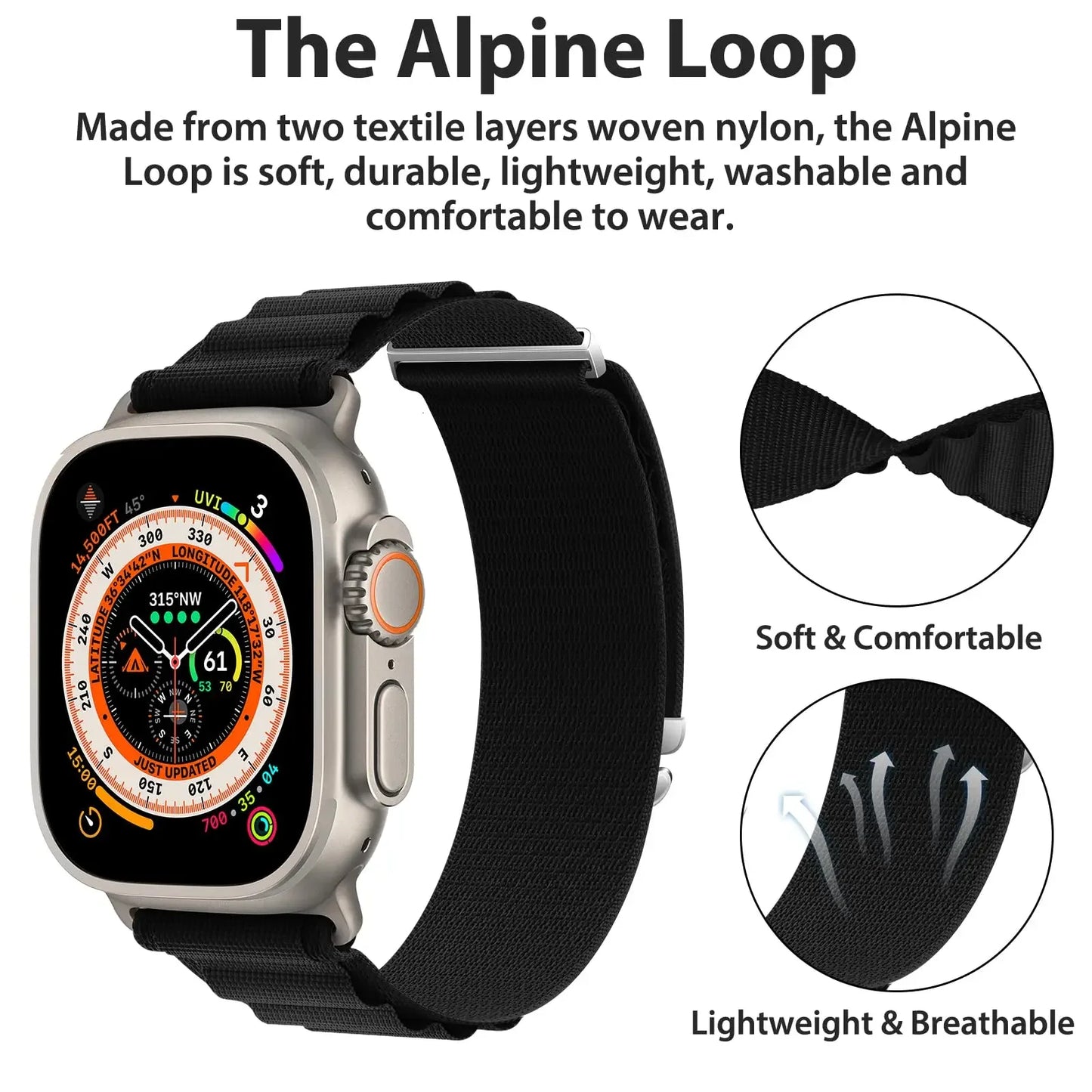 Alpine Loop Strap For Apple Watch Ultra Band 49mm 46mm 45mm 44mm 41mm C-Clasp Nylon Wristband For iWatch Series10 42mm 9 8 7 6 5