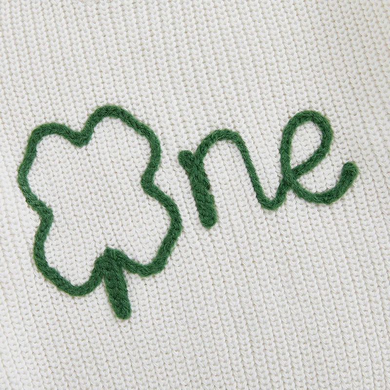 St Patrick s Day Toddler Knit Sweater Green Shamrock Embroidery Crew Neck Long Sleeve Pullover Irish Baby Clothes for Boy Girl