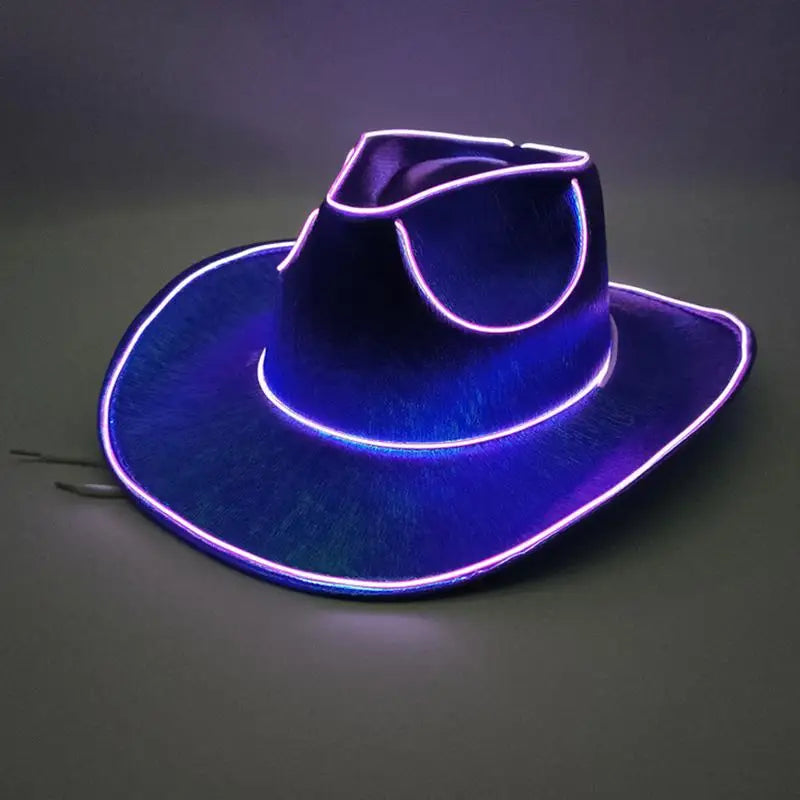 New Arrival Pearlescent Cowboy Hat Dance Costume Decorate Glowing Cowgirl Caps Glowing For Neon NightClub