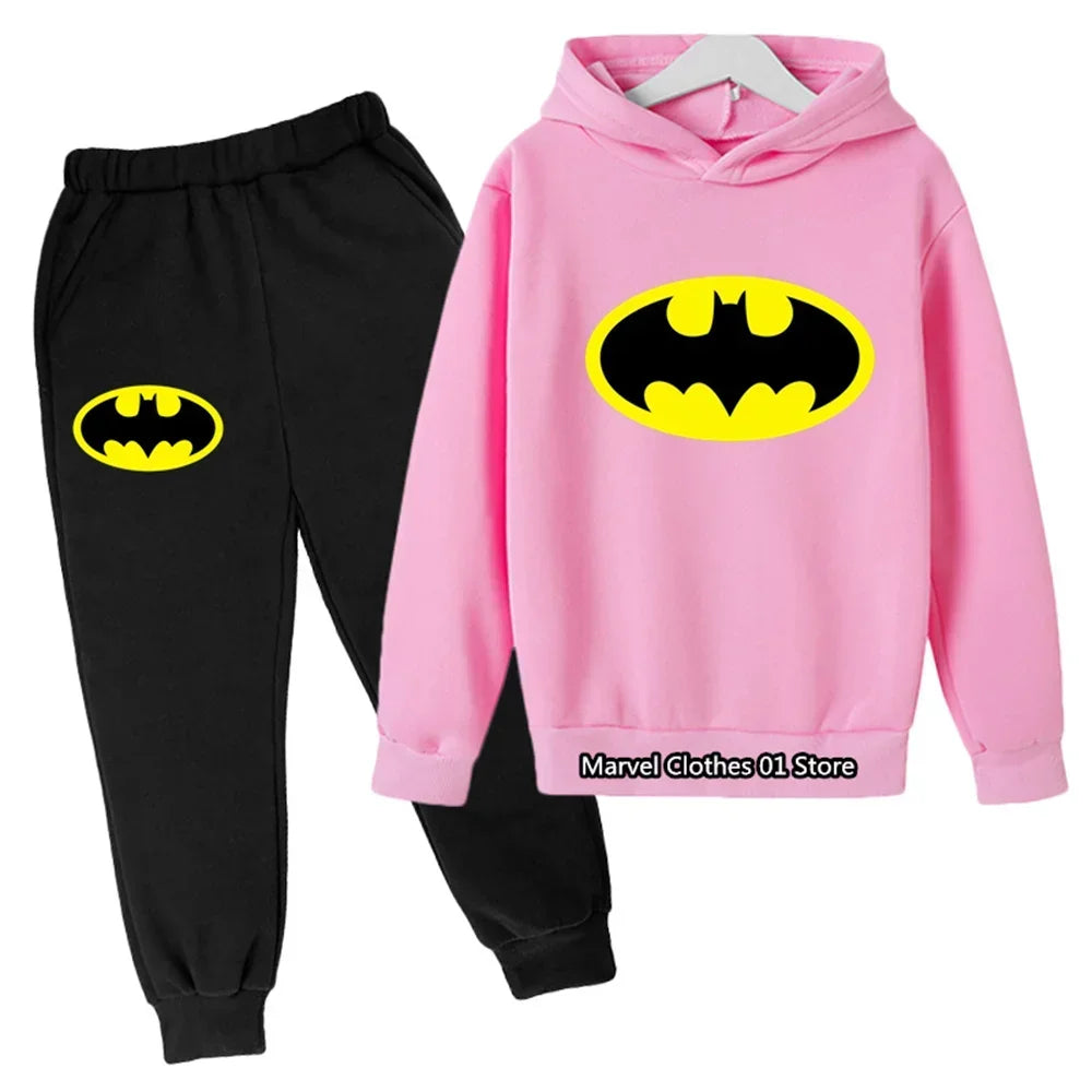 Batman- Hoodies Sets Kids Clothes Girls Clothing Tops Pants Suits 4-14 Years Old ports Suits Hoodies Sweater