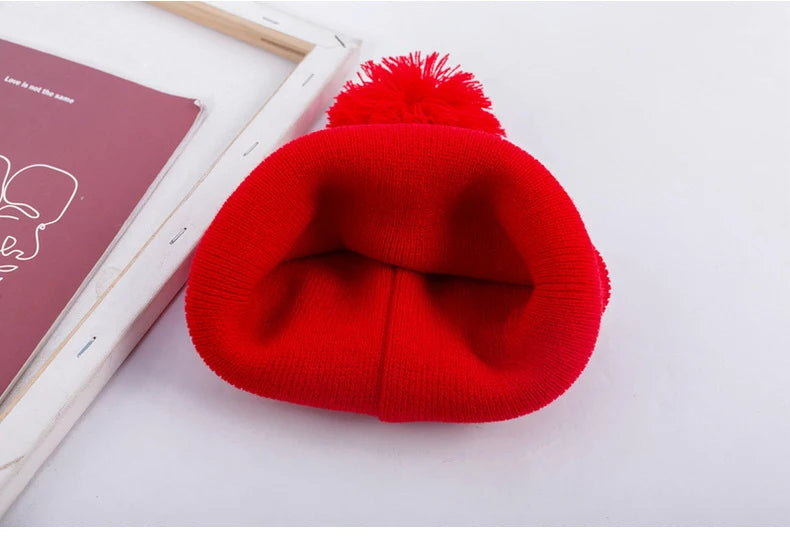 Men Women Christmas Decoration Colour Blocking Wool Cap Beanie Hat Halloween Striped Red Wool Ball Cap Knitted Cap Hot