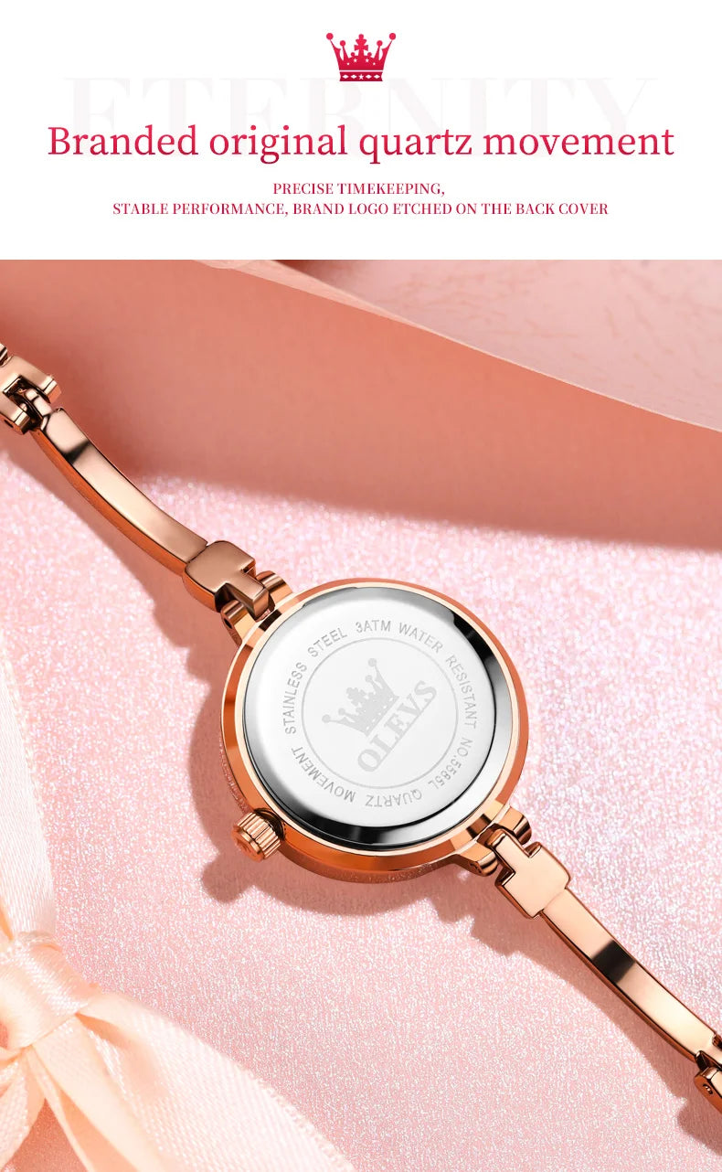 Original OLEVS Ultra Thin 8mm Dial Watch for Women Luxury Diamond Wristwatch Fashion Elegant Ladies Watches Relógio Feminino