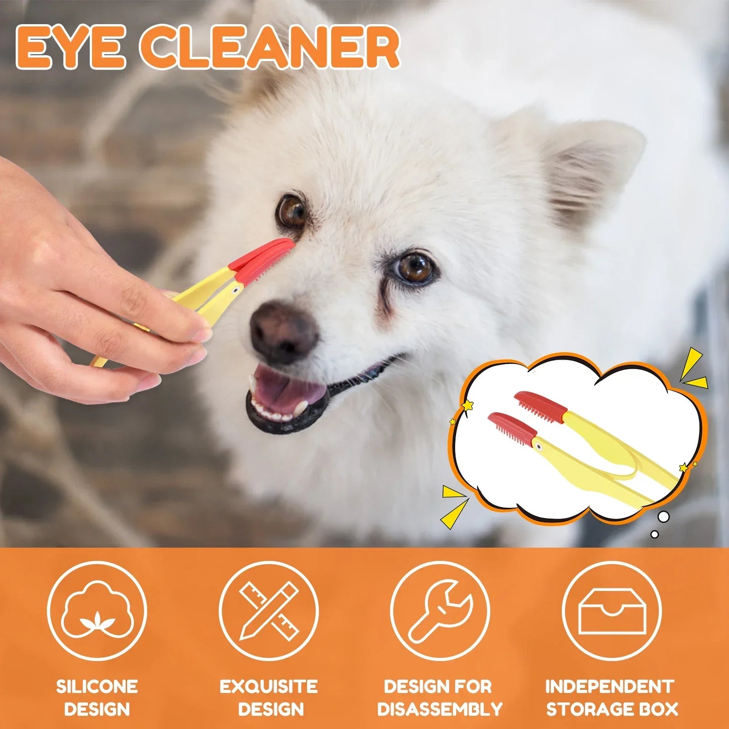 6Pcs Dog Eye Comb Brush 11.8cm Soft Silicone Pet Tear Stain Remover Comb Portable Pets Eyes Grooming Comb Multifunctional Pet