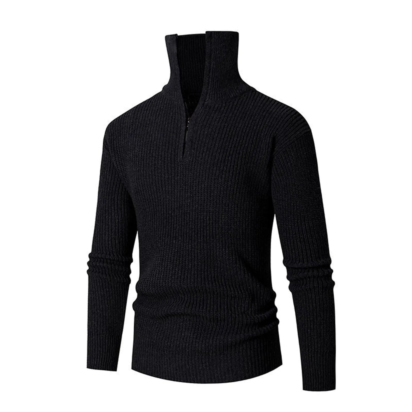 Men'S Long-Sleeved Knitted Lapel Solid Color Pullover Spring And Autumn Long-Sleeved Pullover Sweatshirt Ropa Hombre