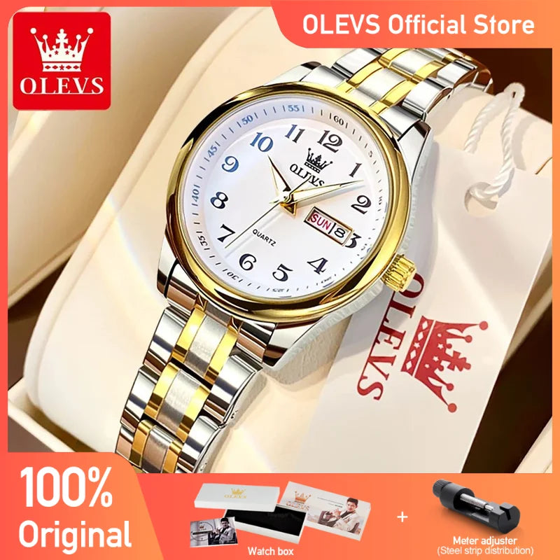 OLEVS Women's Wrist watch Original Luxury Watches for Ladies Waterproof Stainless Steel Quartz Woman Wristwatch Gold 2022 trend