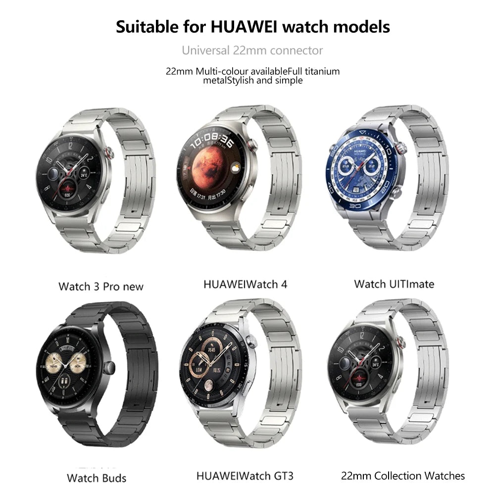 22mm Luxury Titanium Strap For Huawei Watch 4 Ultimate GT 2/2e 3pro 42mm 46mm 4PRO Metal Bracelet For Samsung Gear S3 45mm Band