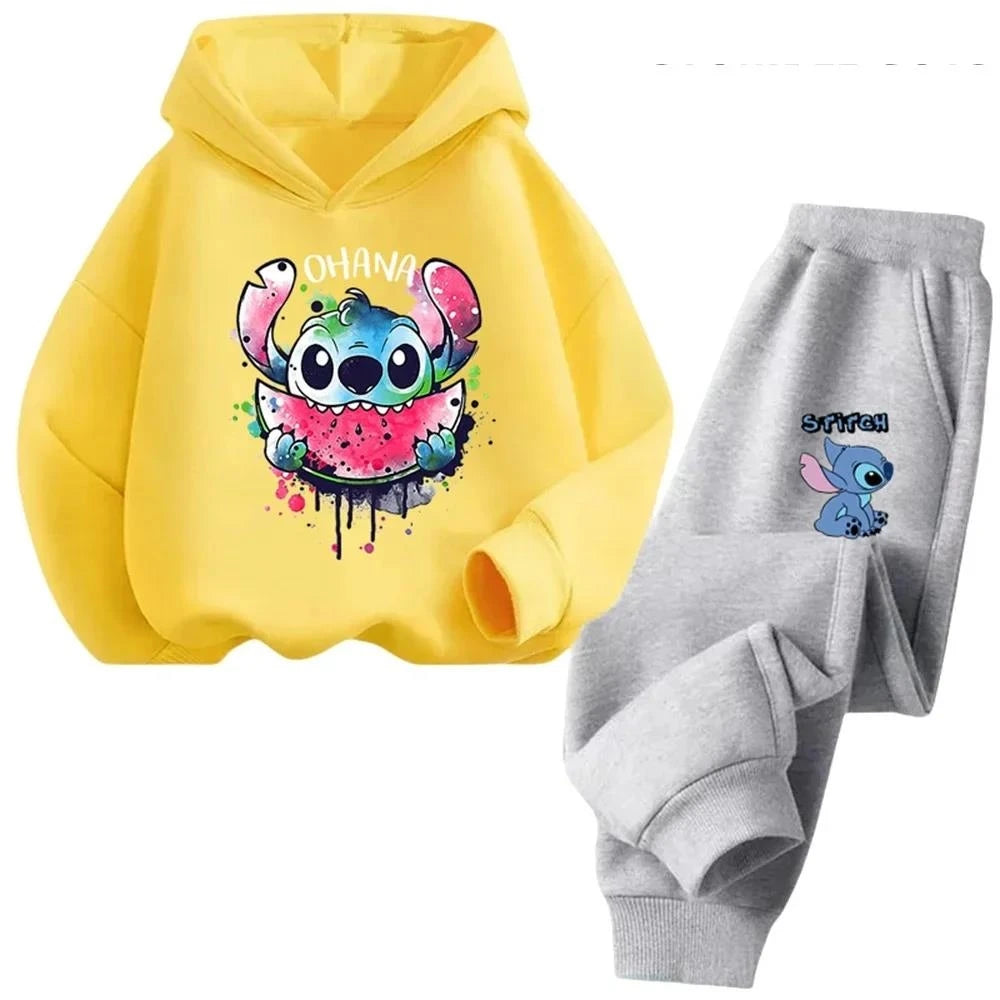 Children's Kawaii Stitch Children's Trucksuit Clothing 3-14 Years Old Boys and Girls Clothing Street Casual Sports Sweatshirt