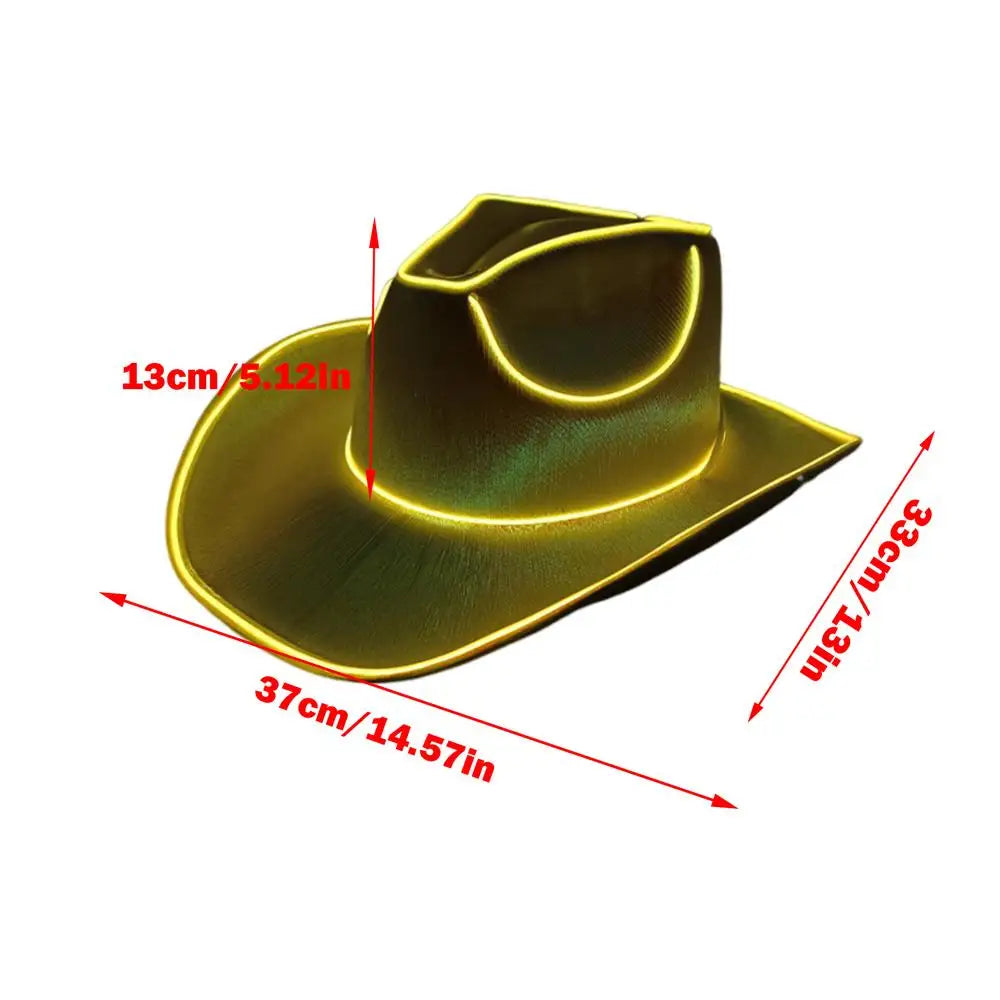 New Arrival Pearlescent Cowboy Hat Dance Costume Decorate Glowing Cowgirl Caps Glowing For Neon NightClub