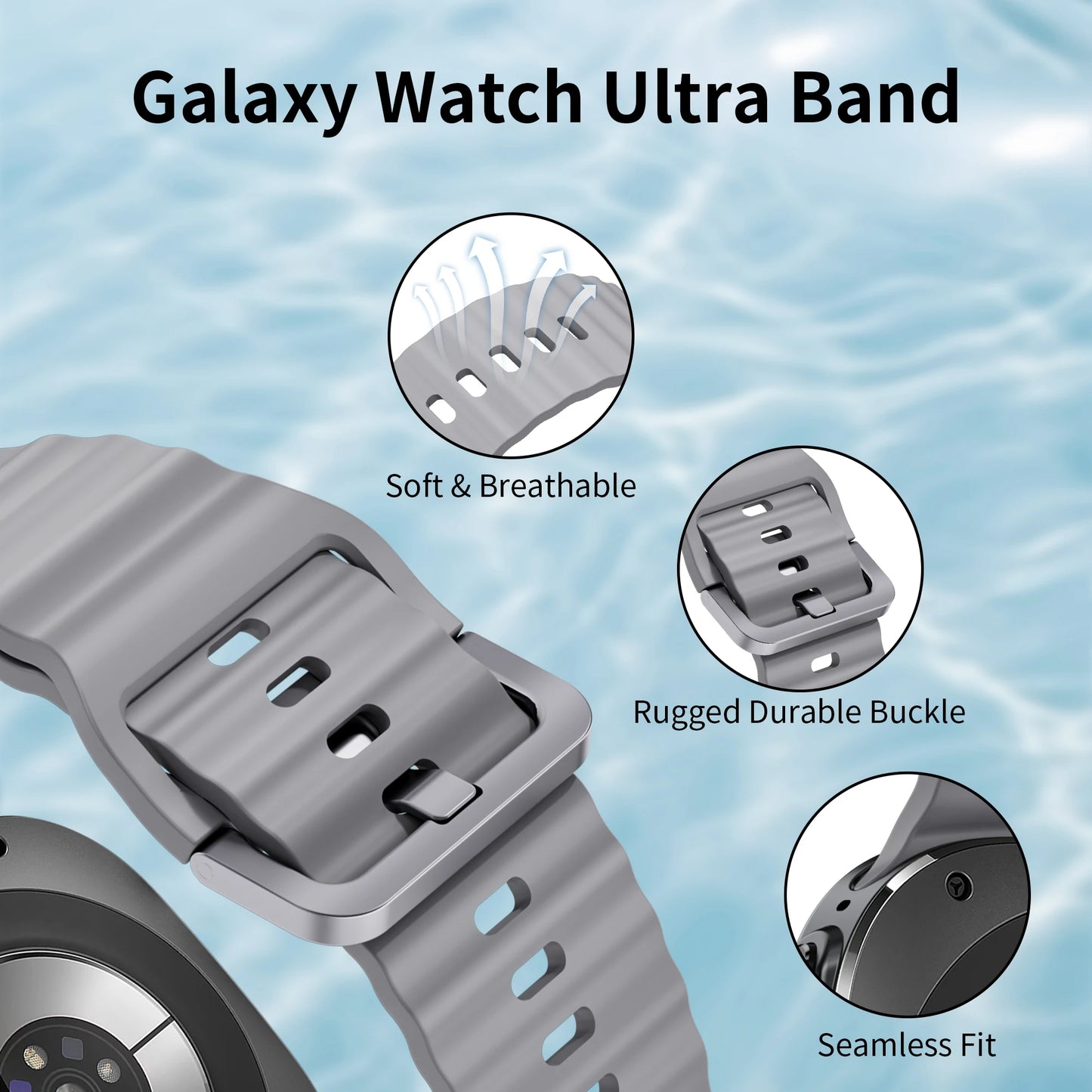 Original Band for Samsung Galaxy Watch ultra Strap 47mm Silicone Bracelet Galaxy Watch 7 6/6 Classic/5 pro/4 44mm 40mm 43mm 46mm