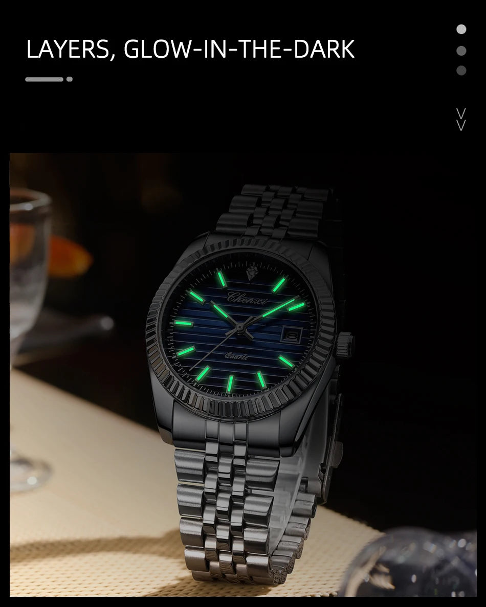 Chenxi 004D Luxury Stainless Steel Watch For Man Waterproof Luminous Date Men Watch Casual Quartz Men's Watches Male Clock