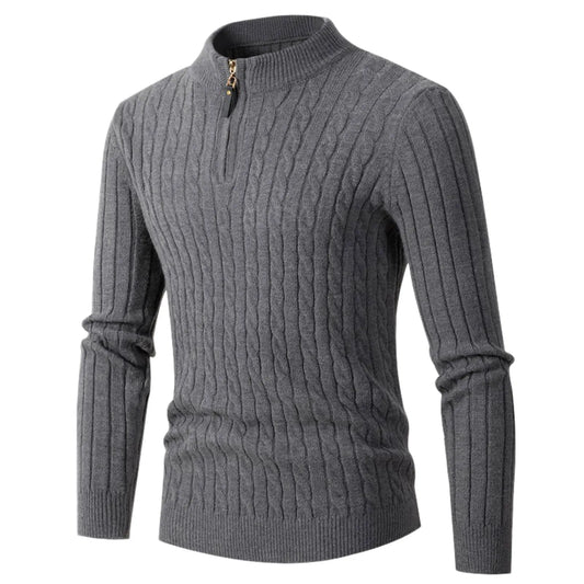 Men's Sweater Stand Collar Zipper Pullover Autumn Winter Casual Men's Warm Black Gray Khaki Blue Sweaters Vintage Sweater Men