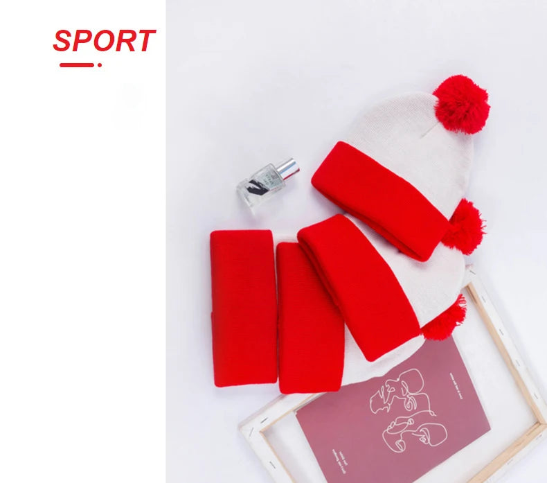 Men Women Christmas Decoration Colour Blocking Wool Cap Beanie Hat Halloween Striped Red Wool Ball Cap Knitted Cap Hot