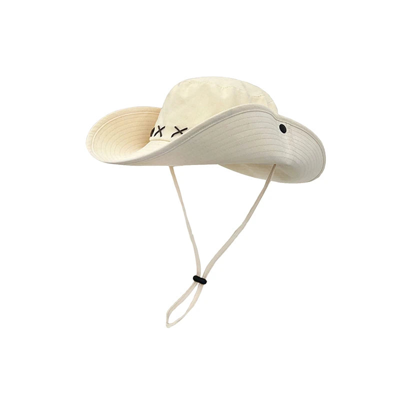 Stylish Women s Wide Brim Cowboy Hat with Adjustable String for Sun Protection and Beach Adventures - Fashionable Hat for Adults