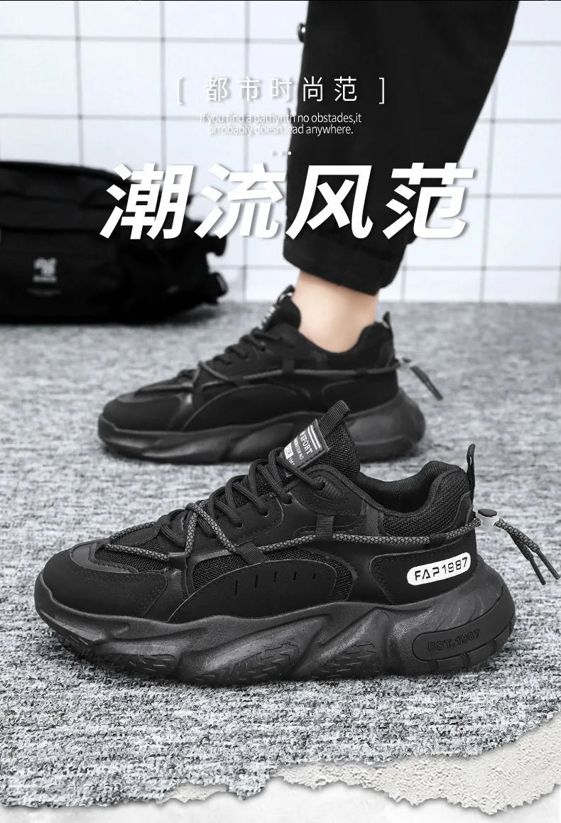 Trend Versatile Height Increasing Sneakers Men's Shoes Autumn Breathable Mesh Sports Shoes Casual Anti slip Running Shoes