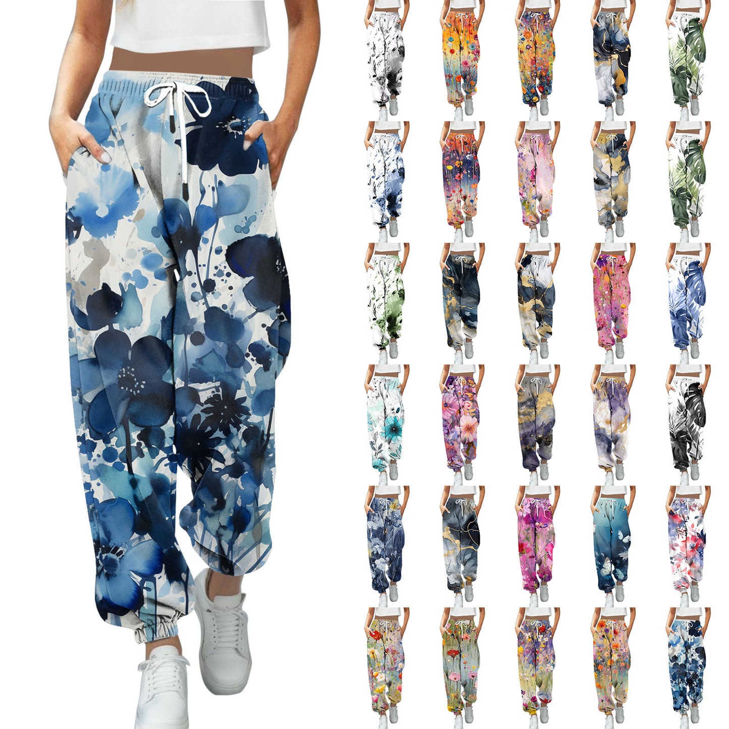 Jogging Pants Women Sport Sweatpants Running Pants Pants Joggers Floral Print Trackpants Loose Fit Pants Bodybuilding Trouser