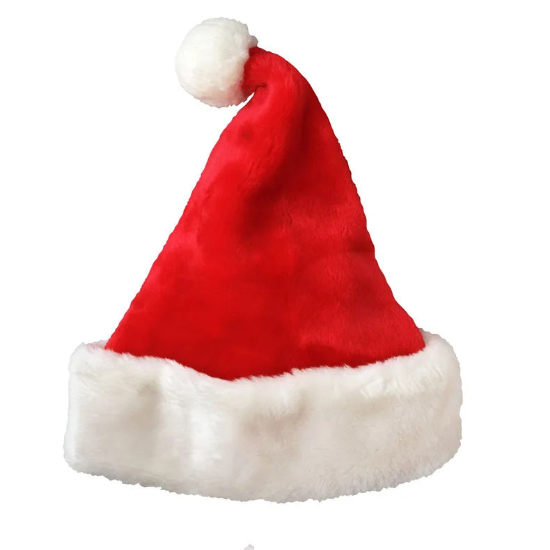 Christmas Hat Santa Hat with Comfort Lining Plush Brim Hats for Adults Xmas Party Santa Claus Costume Unisex for adult kids