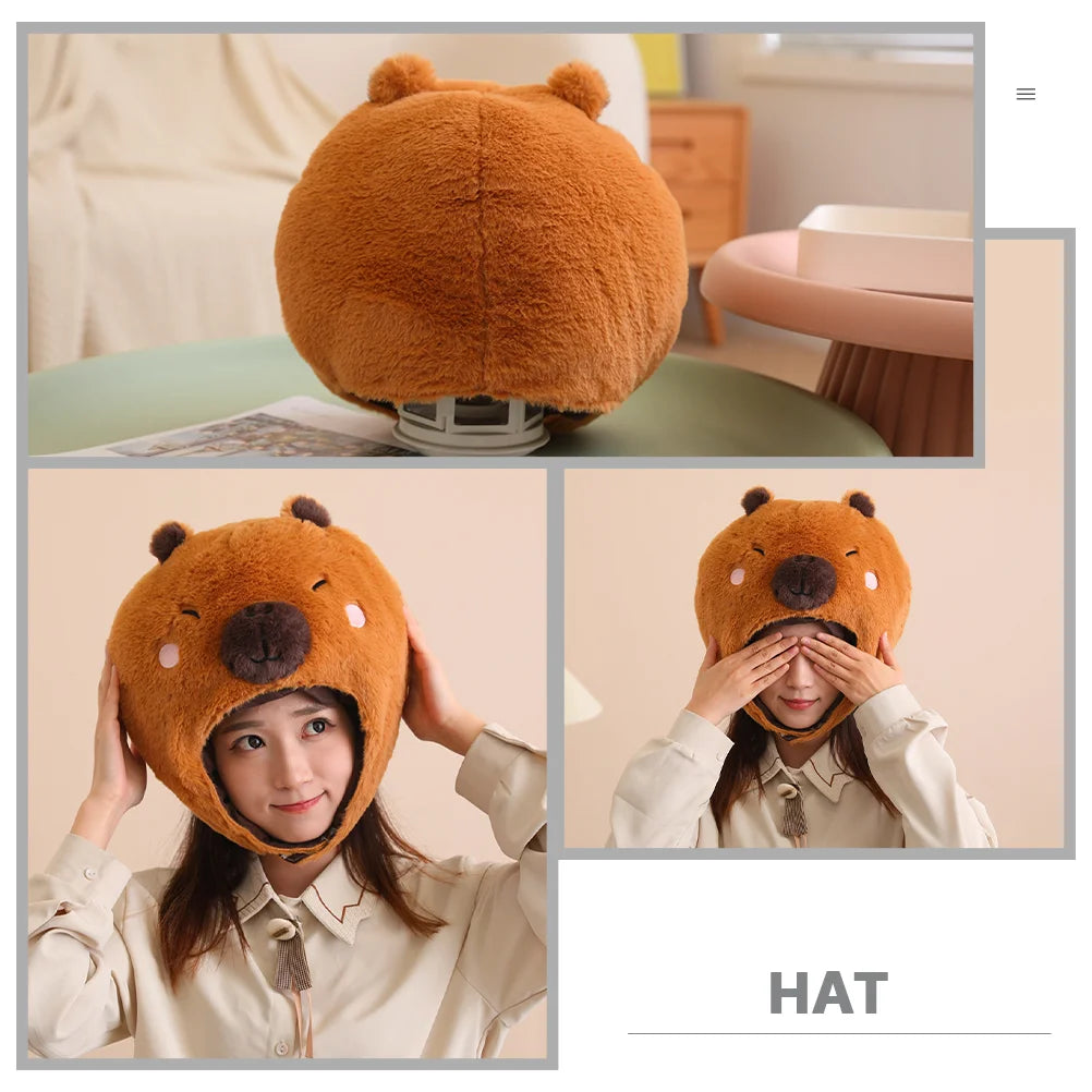 Animal Mask Animal Hat Clothing Cap Cartoon Headwear Stuffed Rodent Hat Christmas Party Cosplay