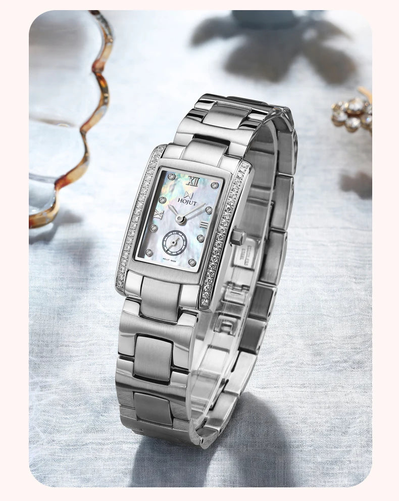 Classic square waterproof stainless steel material women's quartz watch