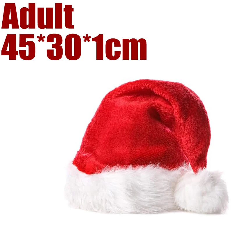 Comfortable Plush Christmas Hat Adult Children Soft Warm Caps Elastic Cap Circumference Santa Claus Hats Festival Dress Up Props