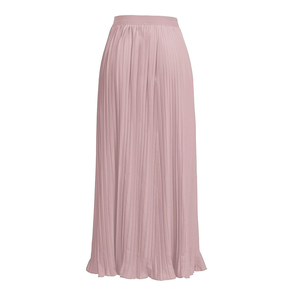 2022 Fashion Womens A-line Pleated Red Skirts Summer Jupe Longue Elastic Vintage Elegant Chic Loose Long Skirt Dropshipping