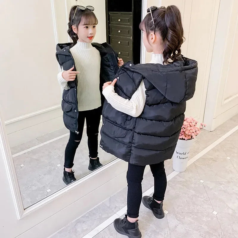 Child Waistcoat Children Outerwear Winter Coat Vest for Kids Clothes Fashion Warm Cotton Teen baby Girl Vest Jacket Parent-Child