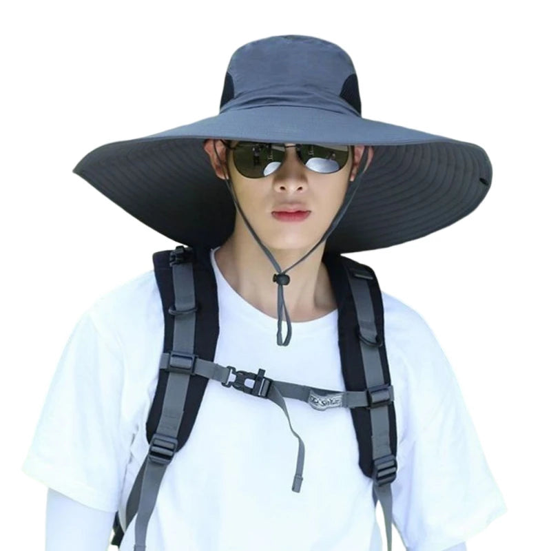 Summer Fisherman Sun Hat Outdoor Sunshade Hat Men's Traveling Camping Beach Caps Big Brim Mountaineering Cowboy Hats