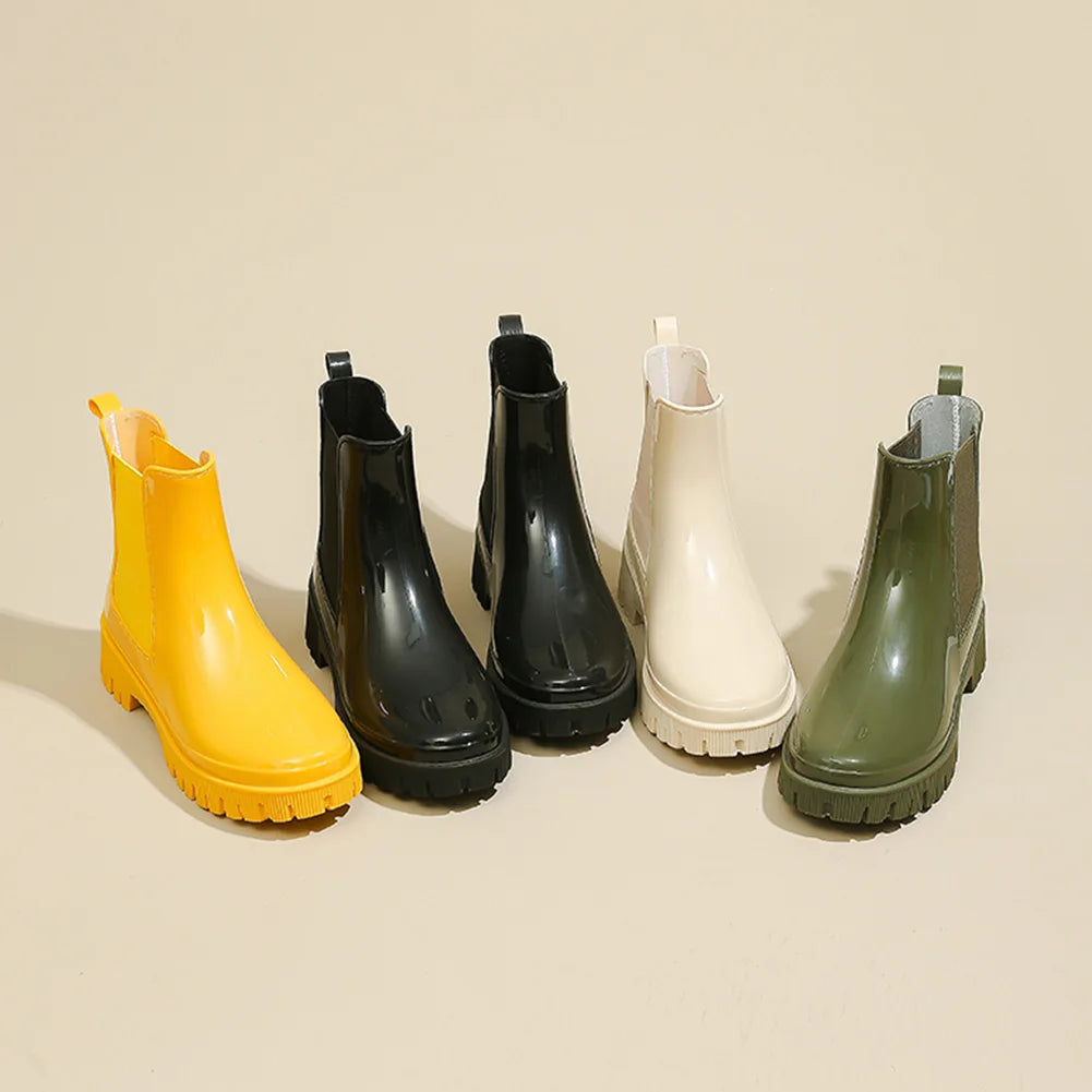 Women's Rain Boots Waterproof Chelsea Boots Anti-Slipping Ankle Rain Shoes Garden Shoes Outdoor Work Shoes