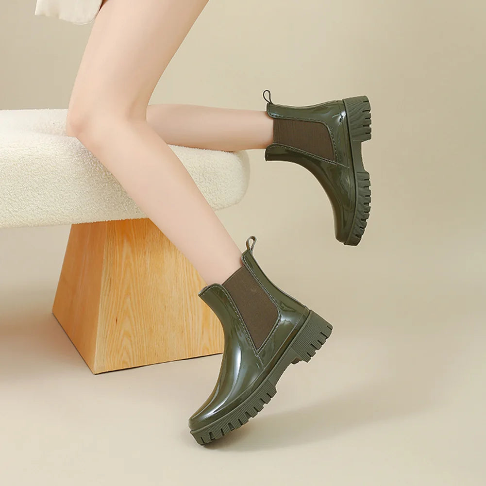 Women's Rain Boots Waterproof Chelsea Boots Anti-Slipping Ankle Rain Shoes Garden Shoes Outdoor Work Shoes