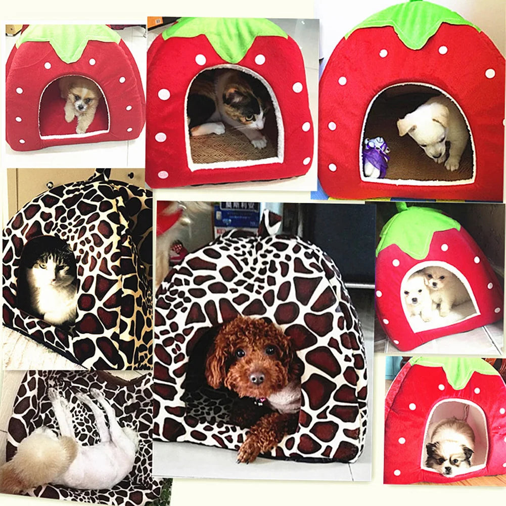 Kennel Doggy Fashion Cushion Basket Soft Strawberry Pet Dog Cat House Pet Tent Dog House Small Dogs Kitten Bed Cat House