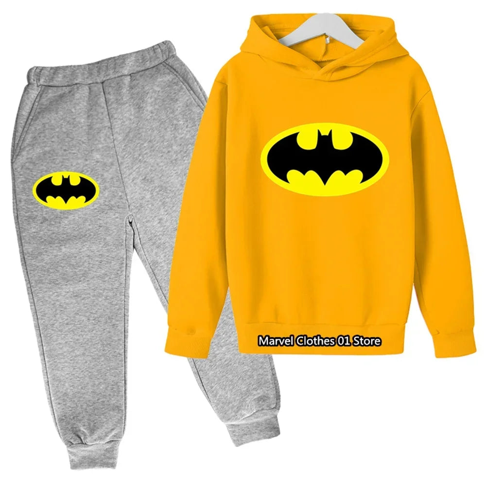 Batman- Hoodies Sets Kids Clothes Girls Clothing Tops Pants Suits 4-14 Years Old ports Suits Hoodies Sweater