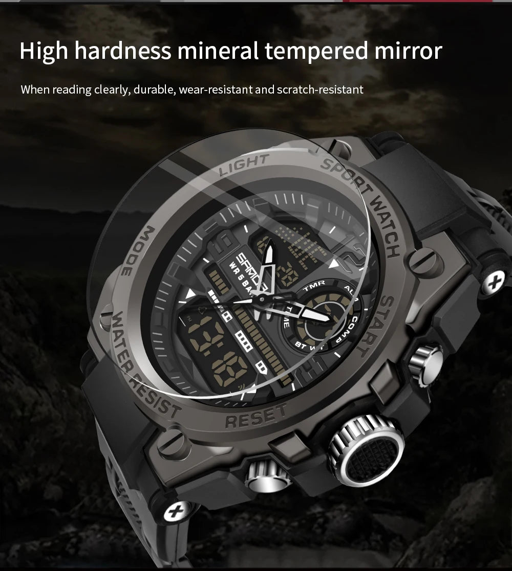 SANDA 2024 Top Brand Men's Watches 5ATM Waterproof Sport Military Wristwatch Quartz Watch for Men Clock Relogio Masculino 6024