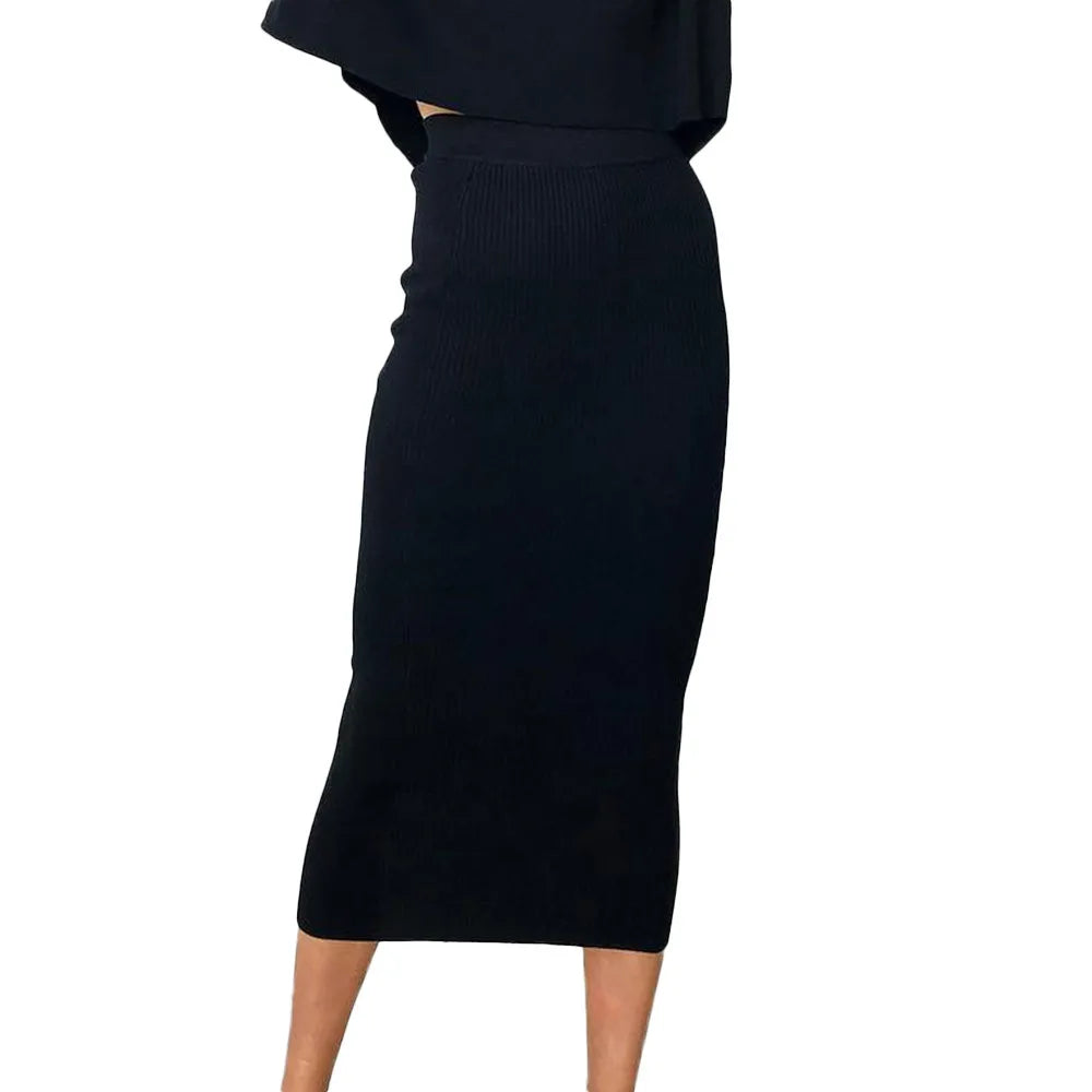 Women Skirt 2024 Trend New Woolen Split High Waist Dress Plus Size Y2k Long Pencil Skirt On Offer Elegant Youth Girl Black Skirt