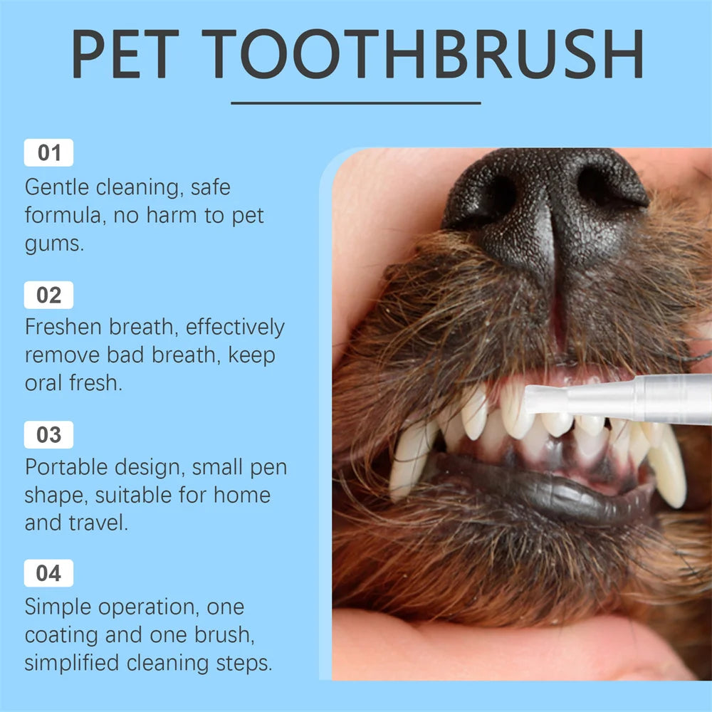 Pets Dogs Teeth Cleaning Tools Pet Dogs Cat Beauty Toothbrush Clean Kit Tartar Remover Teeth Dogs Cats Tooth Stains Cleaning Pen