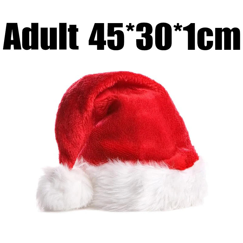 Santa Claus Christmas Hat Add Velvet Thick Cap Plush Father Christmas Hats Adults Children Festival Party Decorative Warm Caps