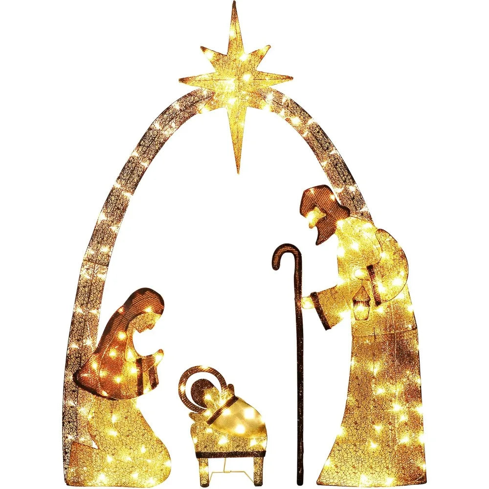 Event & Party Outdoor Christmas Decoration Lighting Outdoor Nativity Set, 5-foot Holy Family Nativity Scene Christmas Decoration