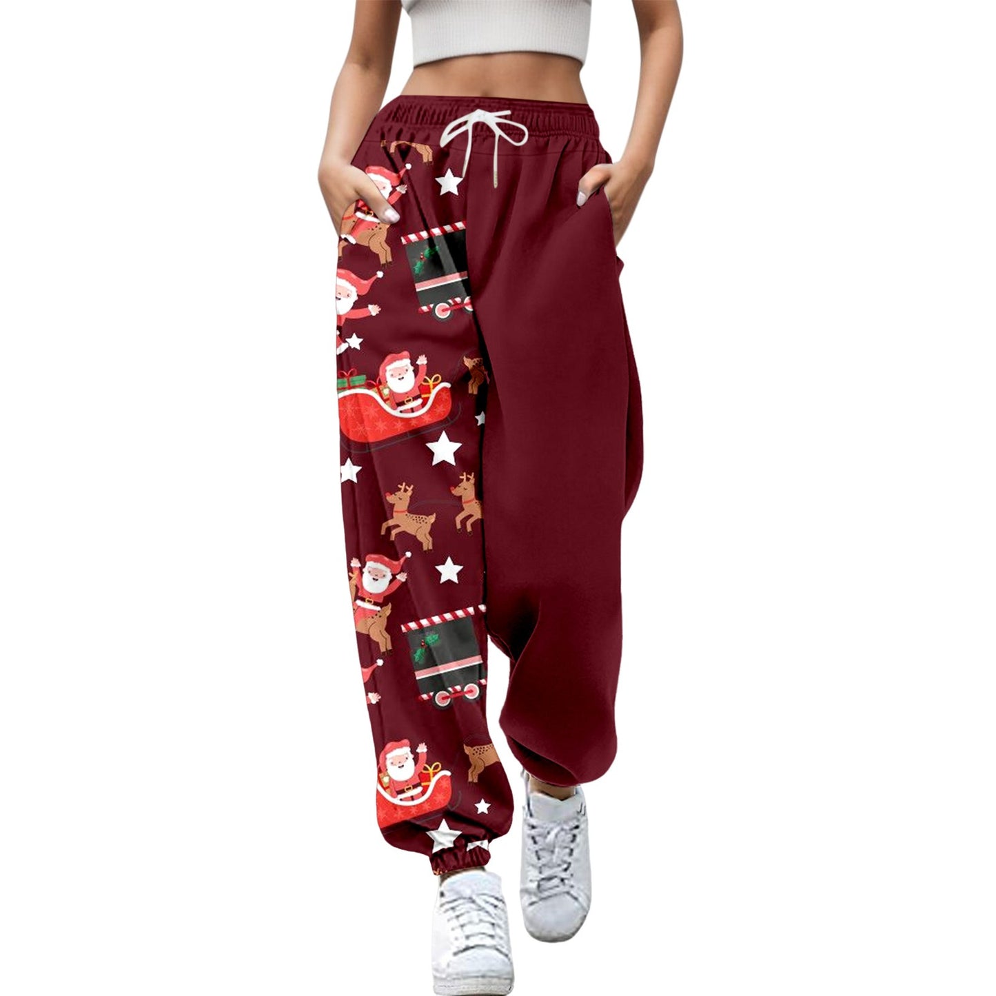 Women Merry Christmas Fashion Trousers Deer Xmas Print Bottom Sweatpants Sweatpants Gym Fitness Training Pants Female Joggers