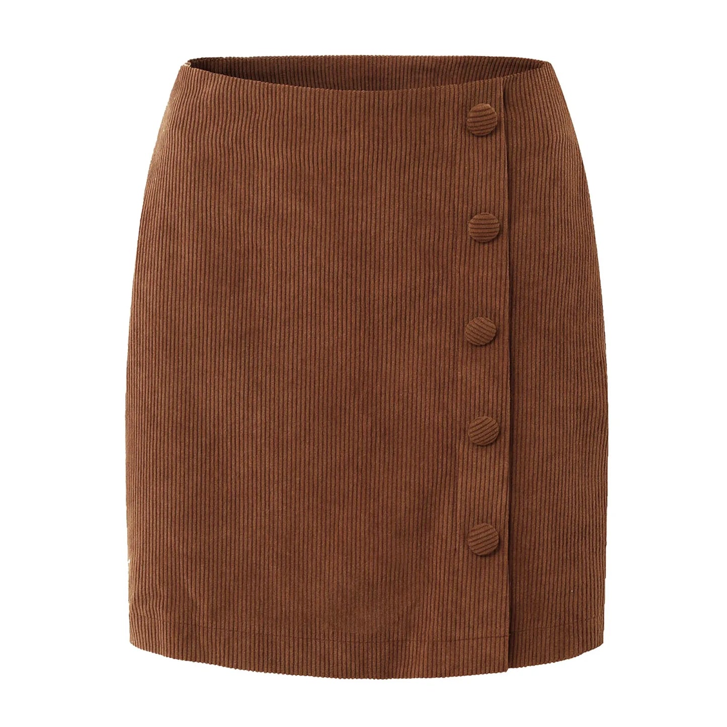 Autumn And Winter Women's Wrap Hip Short Skirt Solid High Waist Corduroy Skirt Single Breasted Slim Fit Solid Elegant Skirt